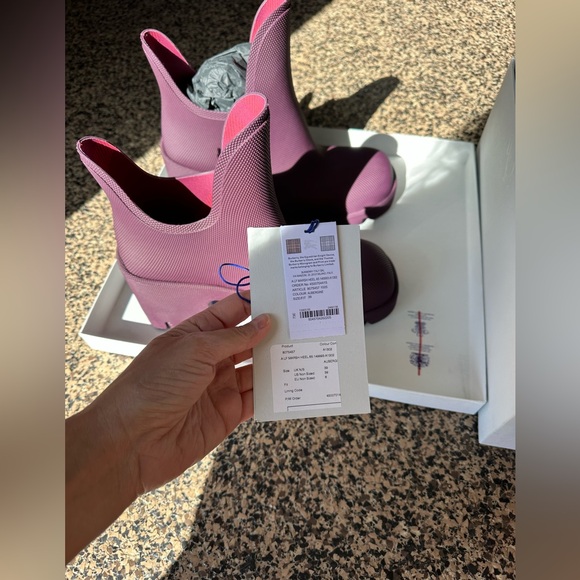 NEW Burberry 8.5 women’s high heeled boot purple, brand new, never worn - Picture 12 of 14